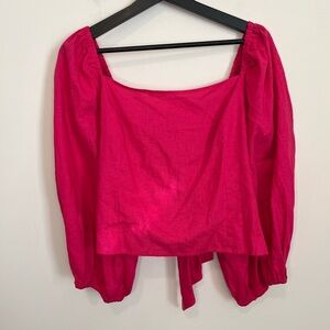 NWT Express Barbiecore Pink Puff Sleeve Crop Top Size XL